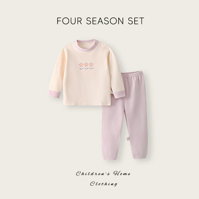Kids' spring/autumn pure cotton thermal underwear set - baby pajama pants and top set for boys and girls - long sleeve and pants loungewear - children's clothing