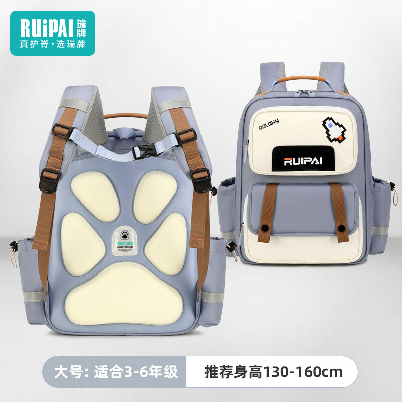 Rui brand schoolbag for children in grades 3-6, large-capacity load reduction for primary school students, spine protection schoolbag, backpack, spot wholesale.