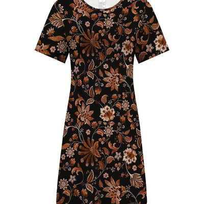 wholesale women's short-sleeved dresses, fashionable women's dresses for spring, summer, and autumn, new cross-border printed designs