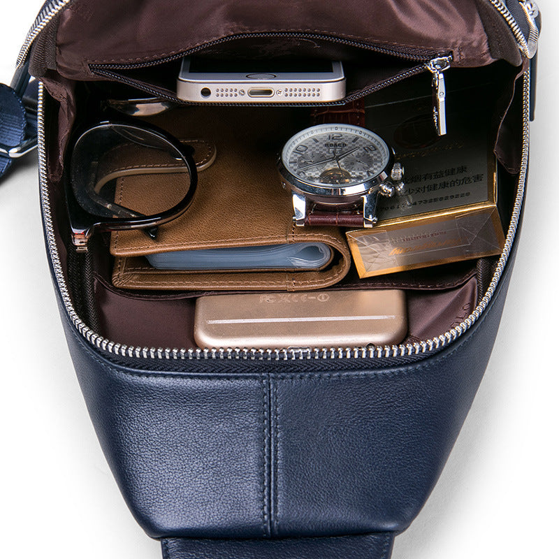 Emperor Paul leather breast bag men's bag new shoulder messenger bag casual versatile cowhide chest bag tide