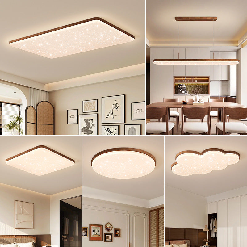 Whole house package combination living room light antique walnut pattern ceiling light full spectrum eye protection bedroom dining room chandelier