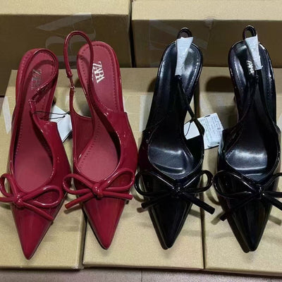 Za2024autumnew arrival high heelsfashioneasiest for match women's shoes daily casualbows pointed toe frenchflats women