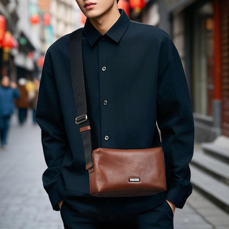 New leather men's bag fashion casual men's messenger bag large capacity first layer cowhide trend men's shoulder bag