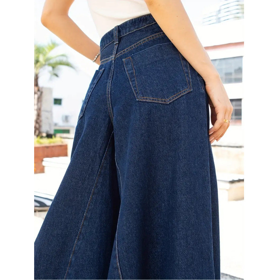 New popular standard size women's clothing elegant and simple wide-leg jeans, elastic jeans washed denim new