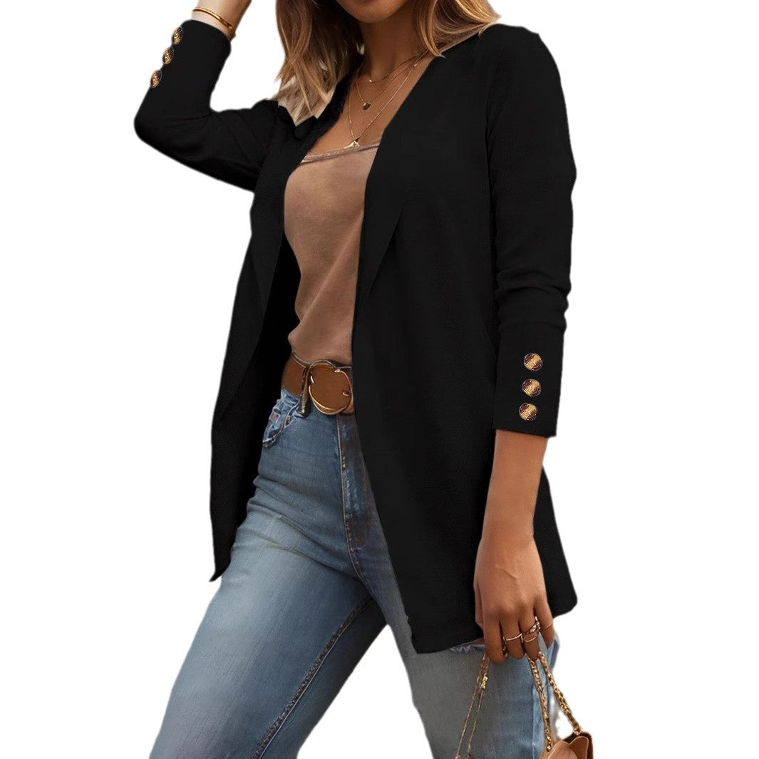 European and American  fashion cardigan, solid color slim-fitting small suit long sleeves, spot supply