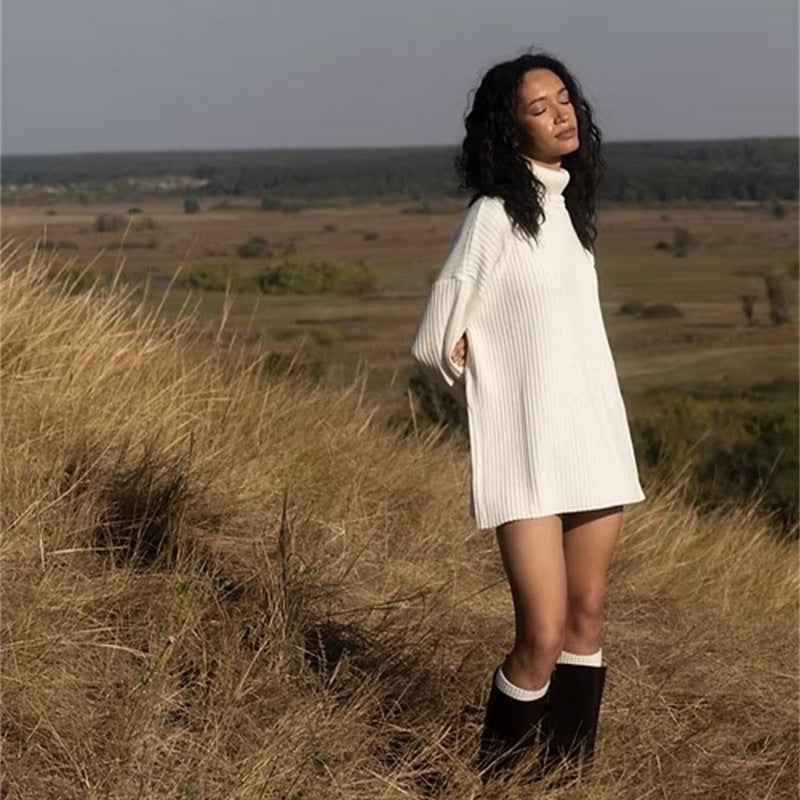 European and American independent station tk autumn and winter sweater lazy style turtleneck loose knitted top