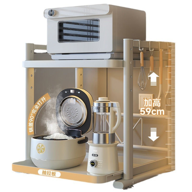 Pull-out rice cooker rack, kitchen microwave oven bracket, countertop, multi-functional electrical appliance, pot, oven storage rack.