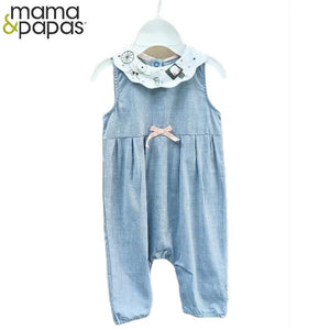 Export original order baby type a jumpsuit newborn spring and summer jumpsuit jumpsuit denim color jumpsuit