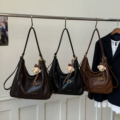 2025 retro multifunctional backpack women's bag new autumn and winter versatile crossbody bag large capacity commuter tote bag trendy