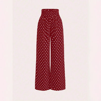 spring/summer women's longline loose fit casual fashion wide leg pants - elastic waist, drapey straight leg