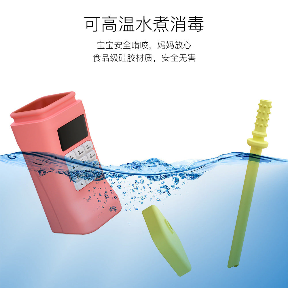 Cross-border anti-drop children's big brother straw cup silicone baby learning drinking cup 260ml anti-scalding and leak-proof straw water cup