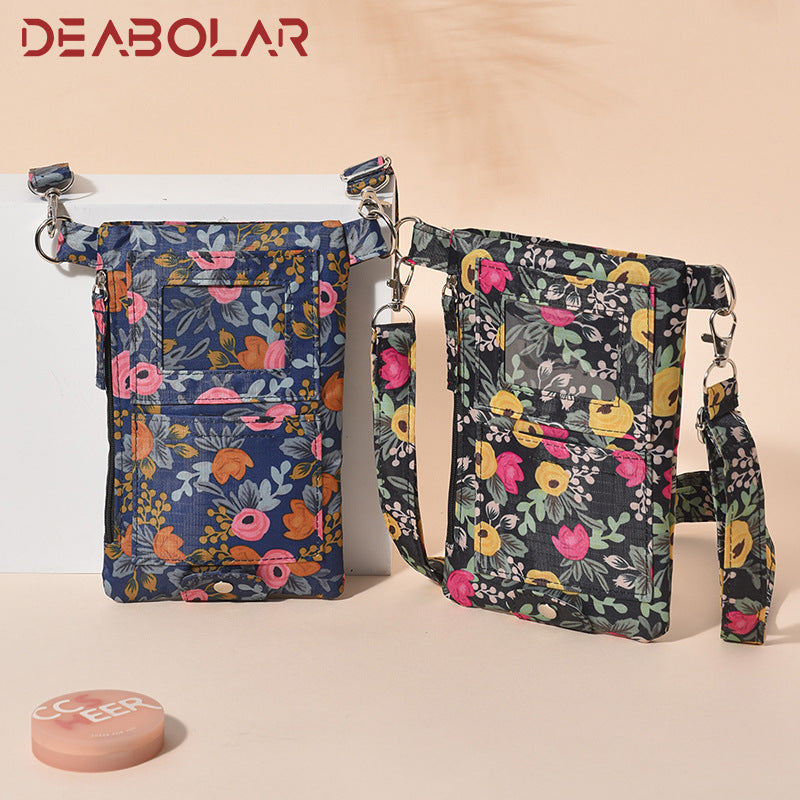 Mobile phone bag women's messenger bag summer vertical mini shoulder bag 2023 new fashion printed canvas bag women's bag