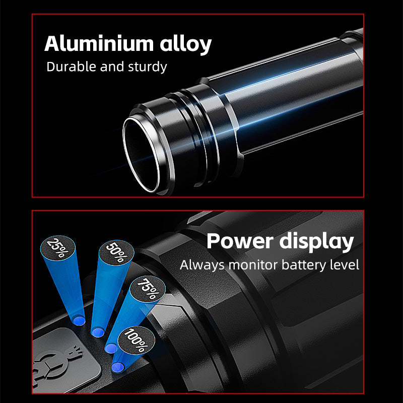 Manufacturer wholesale aluminum alloy self-defense flashlight charging outdoor emergency light lighting flood control portable flashlight strong light