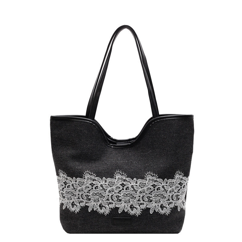 Cross-border 2024 new niche canvas bag female Sen Meng autumn and winter fashion large-capacity shoulder bag commuter tote bag