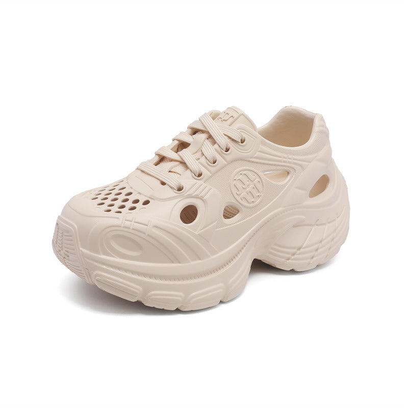 Quality thick-soled heightening dad shoes versatile spring and summer outer wear eva lightweight breathable hole shoes casual sports women