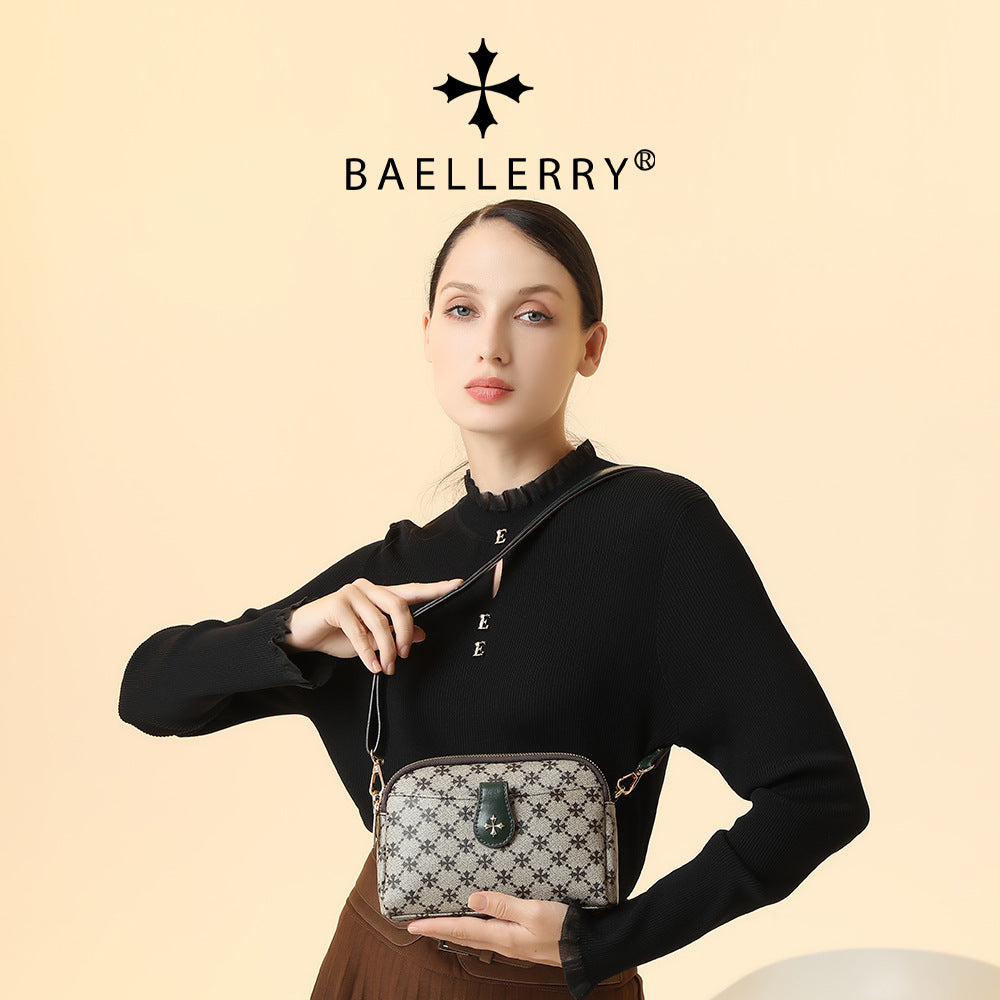 Baellerry new women's bag European and American style old pattern double zipper women's bag fashion messenger shoulder bag