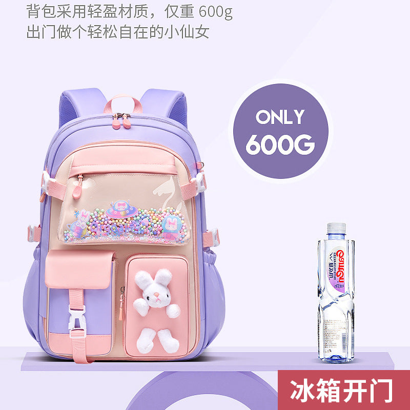 New primary school schoolbag women's refrigerator side open light large capacity load reduction cartoon children's backpack grades 1-6