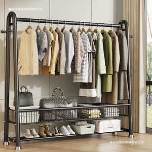 New arrival big mac extra thick floor-standing bedroom clothes hanger for home indoor clothes drying storage coat rack combination