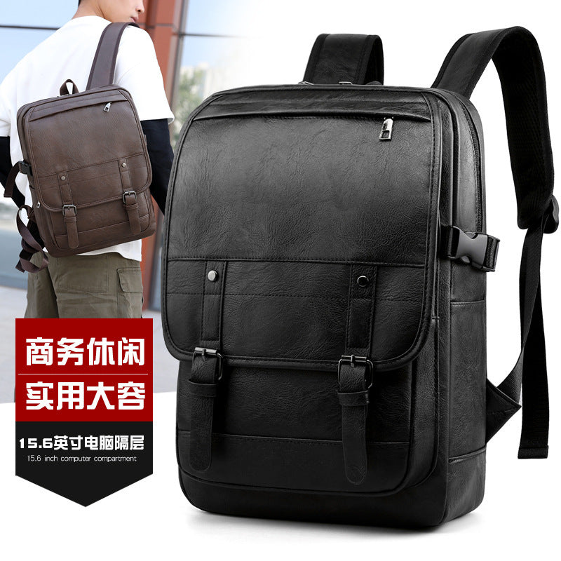 Cross-border batch casual backpack men's business PU business trip backpack fashionable simple large capacity computer bag