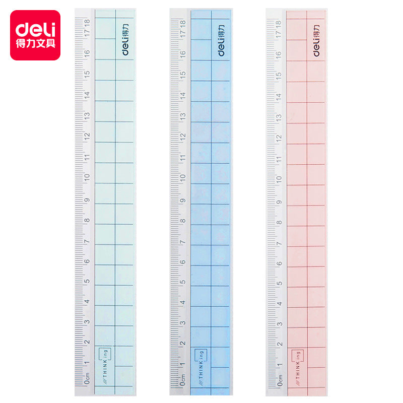 Deli 6235 Straight Rule Color Multifunctional Plastic Ruler with Wave Line Cartoon Small Ruler Student Portable Transparent