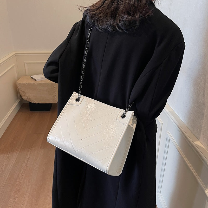 Casual style daily messenger bag tote chain bag women's bag 2025 new large-capacity sewing line shoulder bag