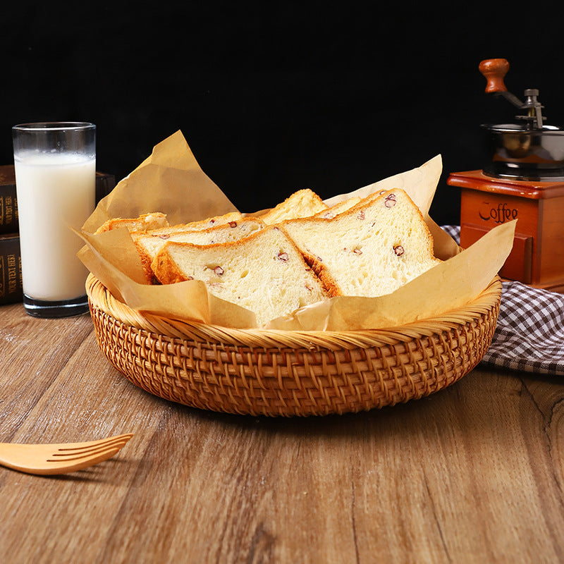 rattan hand-held tray, Vietnamese autumn rattan woven storage basket, binaural handle bread basket, fruit snack storage basket