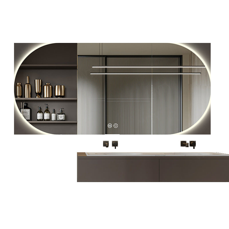 Oval bathroom mirror wall-mounted led luminous washstand mirror makeup wall-mounted anti-fog bathroom mirror