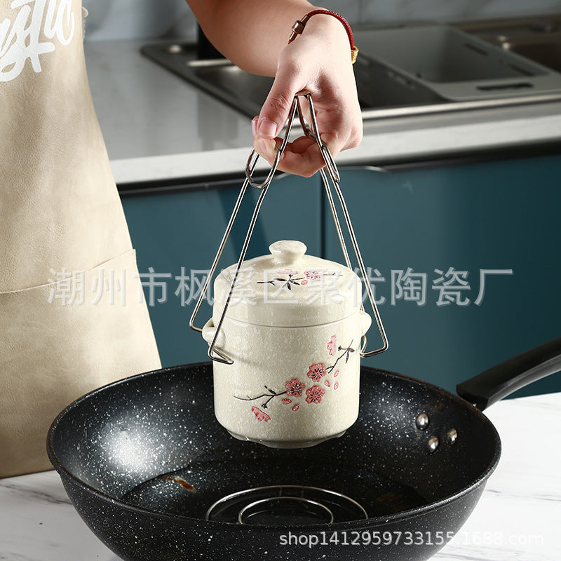 陶瓷隔水炖盅带盖双盖炖燕窝蒸蛋双耳炖罐家用中大号汤盅餐厅酒店