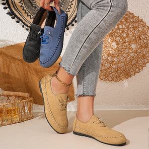 Export new arrivalflats cross-border plus size soft bottom hand-stitched casual women's slip-on loafers wholesale