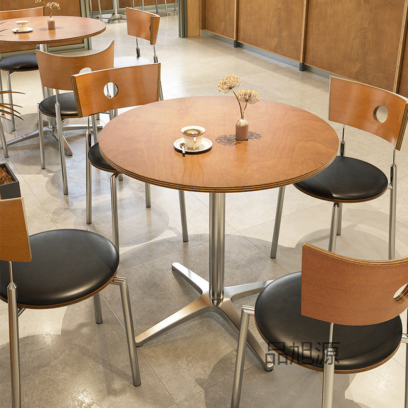 Cafe dining table and chair combination dessert milk tea shop Internet celebrity antique simple solid wood ocean board commercial small square table