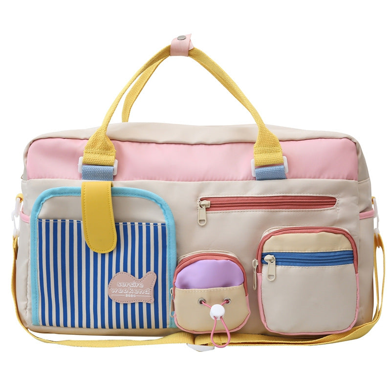 Sports fitness bag dry and wet separation independent shoe compartment large capacity short-distance storage luggage bag dopamine travel bag