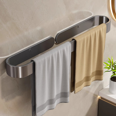 Towel rack without punching bathroom bathroom hanging rack toilet door rear wall hanging rear storage rack towel bar gun gray single pole