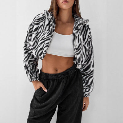 Pre-sale-53670# cross-border european and american autumn and winter clothing leopard print fur coat plus velvet thickened wool sweater women's coat