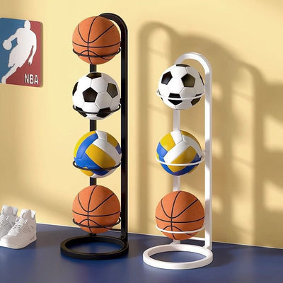 Ball storage rack - home basketball storage, soccer & sports multifunctional organizer, indoor multi-tier ball display stand