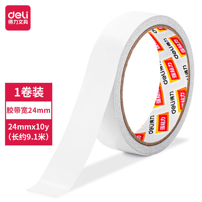 Deli 30407 cotton paper double-sided tape, student handmade double-sided tape, hand-torn adhesive paper tape 24mmX10y
