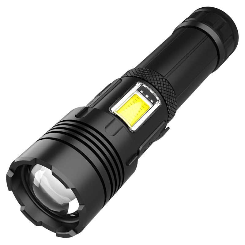Zoom P70 + COB strong light flashlight outdoor lighting flashlight handheld USB charging LED flashlight wholesale