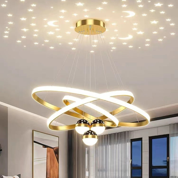 Zhongshan Lighting Starry Sky Projection Ceiling Light Apartment Living Room Light Main Light Dining Room Chandelier Bedroom Living Room Chandelier