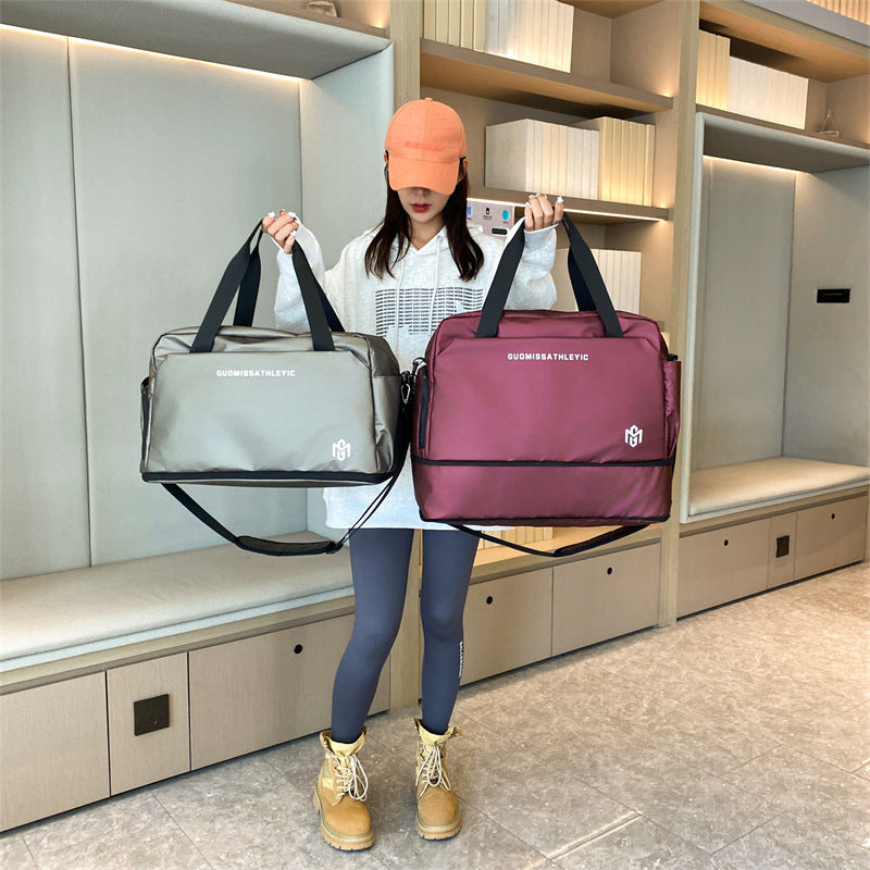New Fashion Casual Travel Bag Women's Large Capacity Sports Fitness Bag Short Trip Luggage Bag Lightweight Satchel Women's