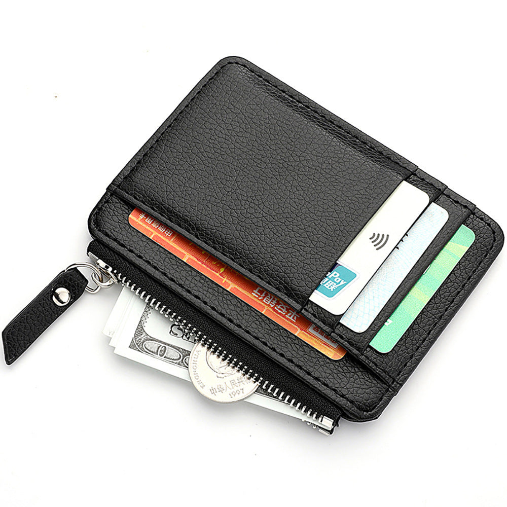 New pu leather card bag wholesale girls small ultra-thin ID card holder zipper short change bag women's explosion