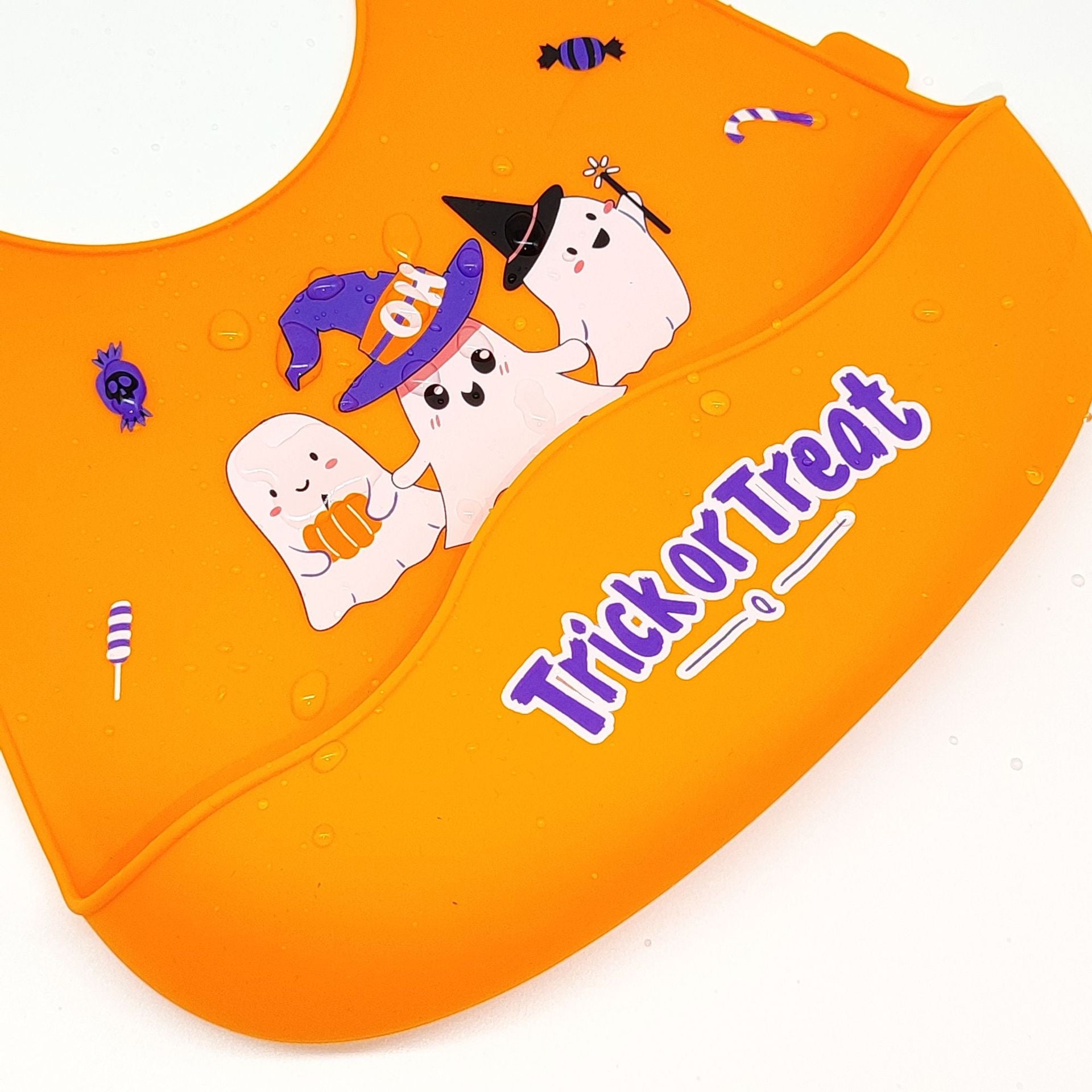 Cross-border rice pocket, baby food pocket, silicone bib, Halloween baby food pocket, waterproof and oil-proof saliva pocket