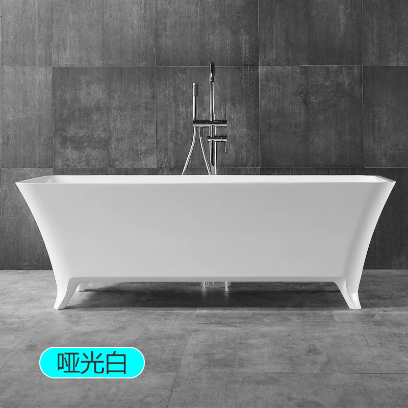 Travel free-standing bathtub household small apartment artificial stone PMMA integrated rectangular adult bathtub with feet