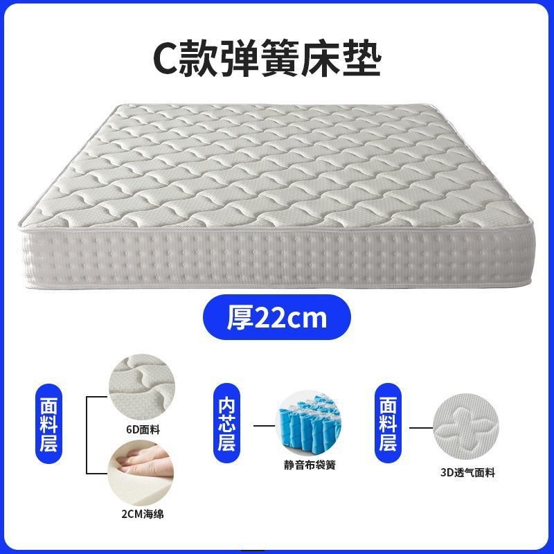 Spring mattress thickened 25cm Tencel light luxury mattress independent spring anti-mite ridge protection hotel bedroom thickened cushion