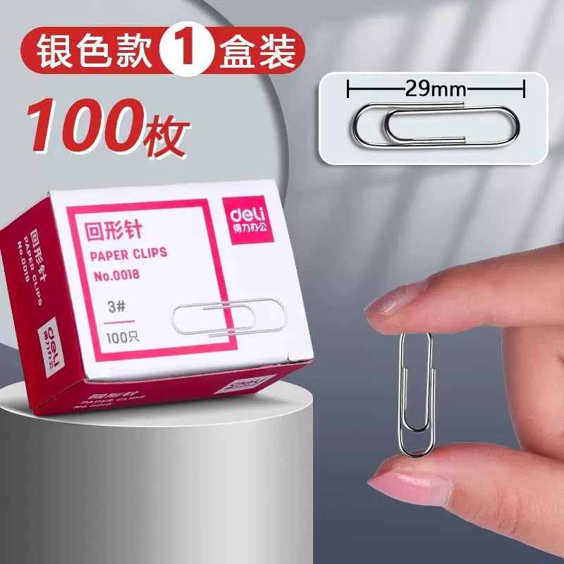 Deli 0018 Paper clip Silver metal paper clip Steel core Paper clip manufacturers wholesale office supplies