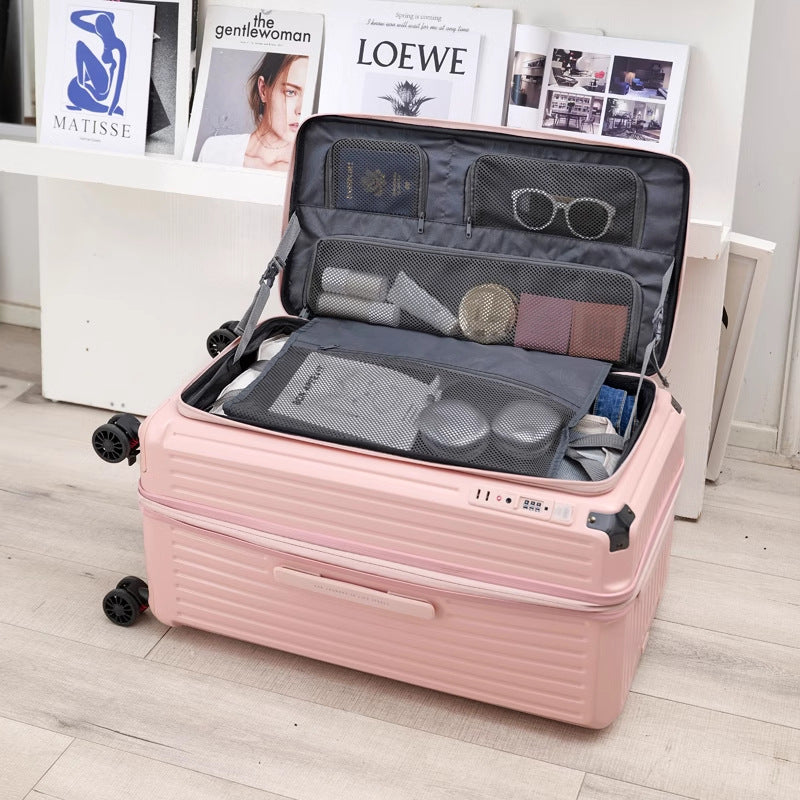 New side-open large-capacity suitcase, female password trolley case, male 20-inch 5-wheel suitcase, 32 expandable suitcase.