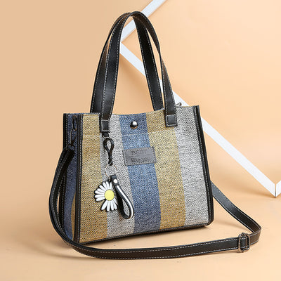 2024 new women's fashion shoulder bag crossbody bag canvas bag color block handbag minimalist versatile tote bag