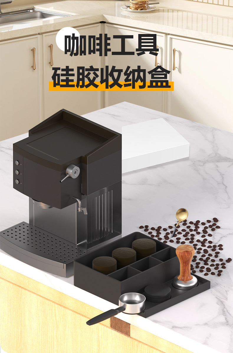 Cross-border household coffee grounds bucket powder residue storage bucket silicone powder pressing seat coffee bar storage box powder pressing set