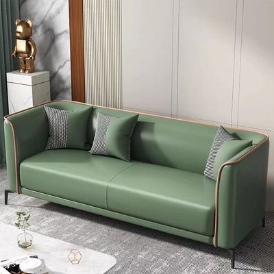 Small apartment leather sofa for living room and bedroom, minimalist modern style, suitable for rentals, three-seater apartment lounge, double-seater italian design