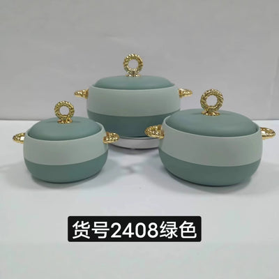 Food warmer hot selling 3pcs foreign trade thermal box 1l-2l-3.5l /set gold handle item number 2408