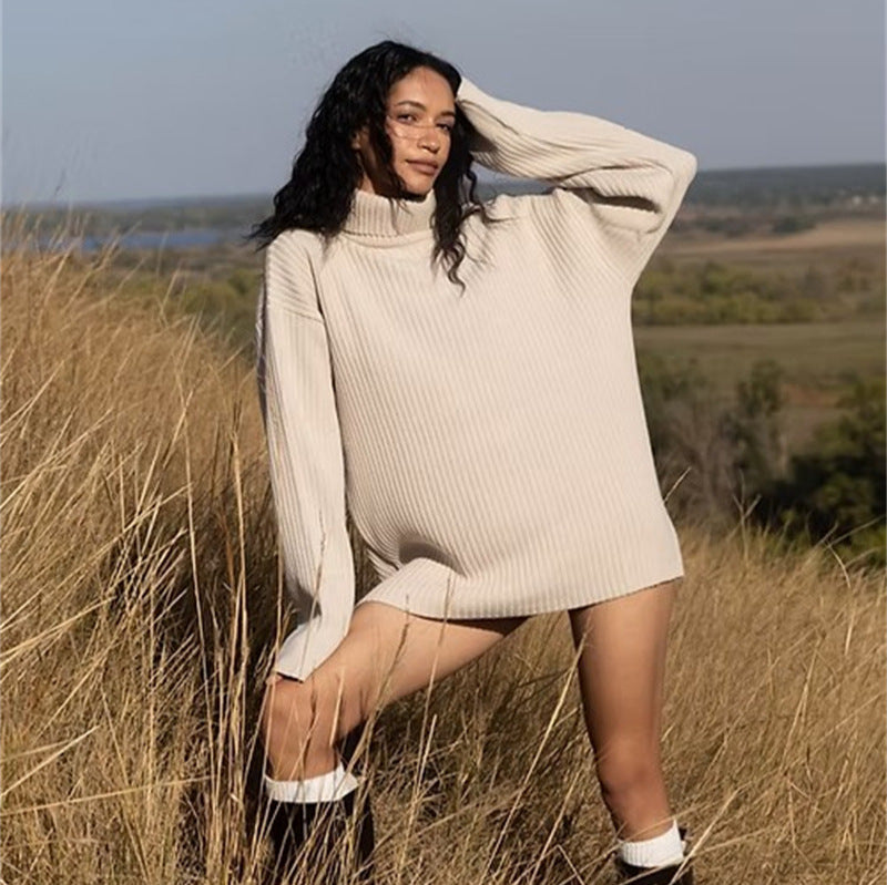 European and American independent station tk autumn and winter sweater lazy style turtleneck loose knitted top