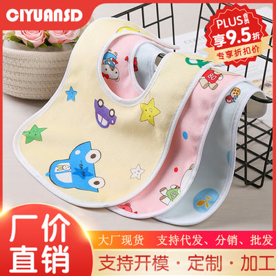 Baby products 0-3 years old crystal velvet u-shaped waterproof snap button saliva towel baby eating bib bib toddler rice bag